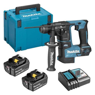 Makita Outillage - Marteau combiné sans fil 40 V, 2 batteries 2,5 Ah Li-Ion, chargeur HR010GD201