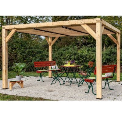 Pergola 10.57m² bois naturel Habrita VT3431T veneto