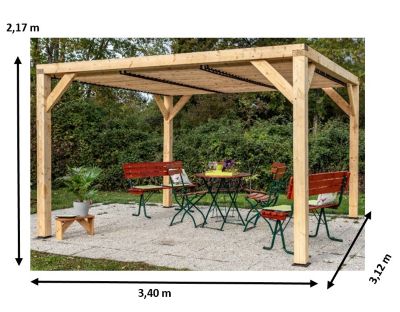 Pergola 10.57m² bois naturel Habrita VT3431T veneto