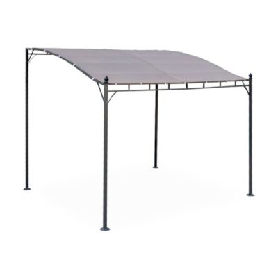 Pergola adossée 3x2.5m - Brestum -  Toile taupe - Pergola murale
