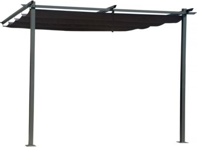 Pergola adossée en métal avec toit rétractable   3 x 4 m  Gris anthracite