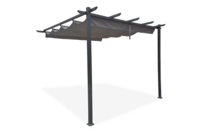 Pergola adossée MIRA 4x3m Toile Gris clair