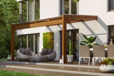 Pergola adossée SKAN HOLZ NOVARA 450x359cm, bois lamellé-collé ...