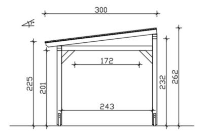 Pergola adossée SKAN HOLZ SIENA 434x300cm, bois lamellé-collé, traitement coloré noyer