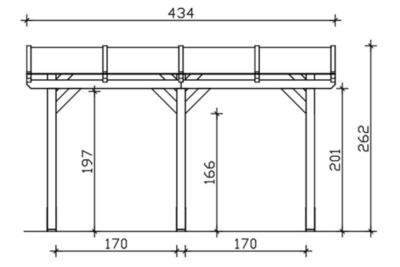 Pergola adossée SKAN HOLZ SIENA 434x300cm, bois lamellé-collé, traitement coloré noyer