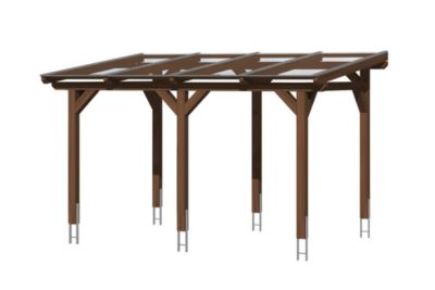 Pergola adossée SKAN HOLZ SIENA 434x350cm, bois lamellé-collé, traitement coloré noyer