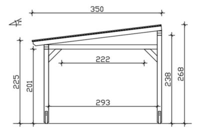 Pergola adossée SKAN HOLZ SIENA 434x350cm, bois lamellé-collé, traitement coloré noyer