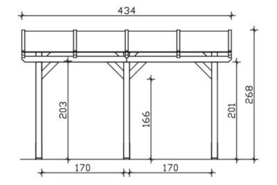 Pergola adossée SKAN HOLZ SIENA 434x350cm, bois lamellé-collé, traitement coloré noyer