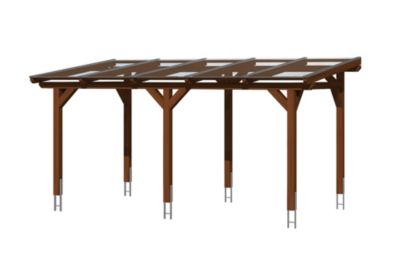 Pergola adossée SKAN HOLZ SIENA 541x350cm, bois lamellé-collé, traitement coloré noyer