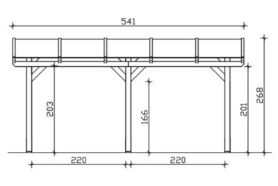 Pergola adossée SKAN HOLZ SIENA 541x350cm, bois lamellé-collé, traitement coloré noyer