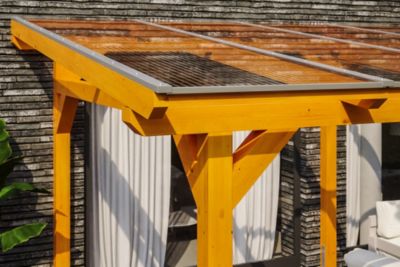 Pergola adossée SKAN HOLZ SIENA 648x300cm, bois lamellé-collé, traitement coloré chêne clair