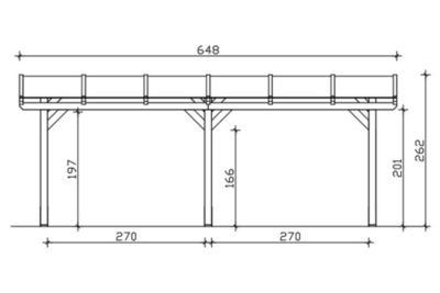 Pergola adossée SKAN HOLZ SIENA 648x300cm, bois lamellé-collé, traitement coloré chêne clair