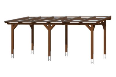 Pergola adossée SKAN HOLZ SIENA 648x350cm, bois lamellé-collé, traitement coloré noyer