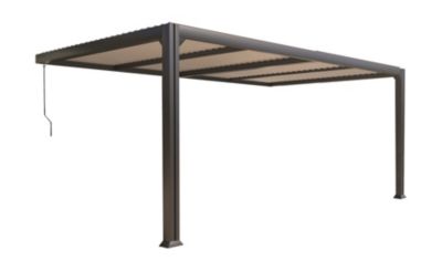 Pergola adossée bioclimatique Charlotte Couleurs du Monde L. 5 x l. 3,5 x H. 2,4 m