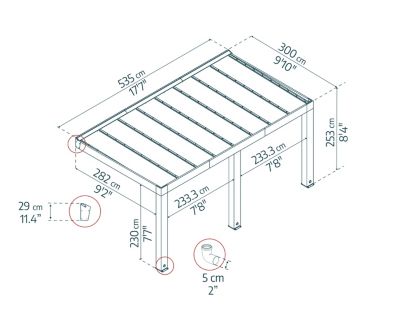 Pergola adossée bois Helsinki Canopia 3 x 4,7 m