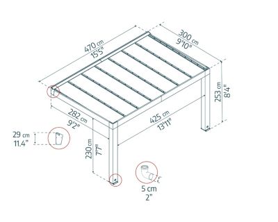 Pergola adossée bois Helsinki Canopia 3 x 6,65 m