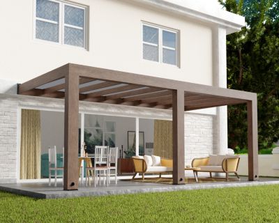 Pergola adossée bois Helsinki Canopia 3 x 6 m