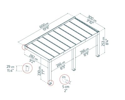 Pergola adossée bois Helsinki Canopia 3 x 6 m