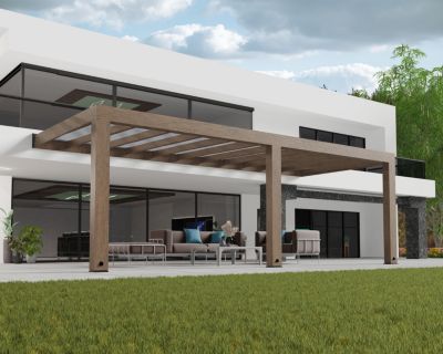 Pergola adossée bois Helsinki Canopia 3 x 7,3 m