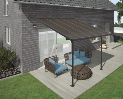 Pergola adossée fixe aluminium Canopia by Palram Capri gris bronze 3 x