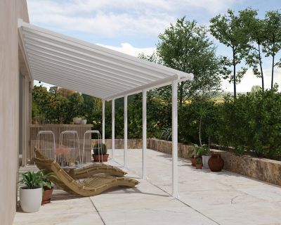 Pergola adossée fixe aluminium Canopia by Palram Olympia blanc 3 x 9,15 m