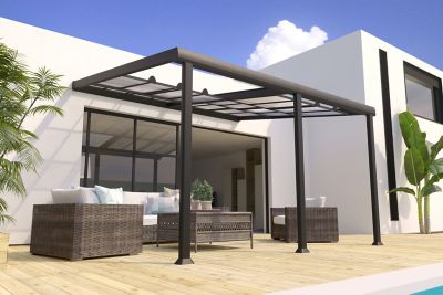 Pergola adossée manuelle aluminium Couleurs du Monde 3,5 x 4 m