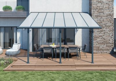 Pergola adossée Sierra Palram Canopia aluminium gris 3 x 4.3 cm