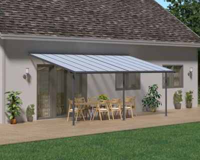 Pergola adossée Sierra Palram Canopia aluminium gris 3 x 6.2 cm