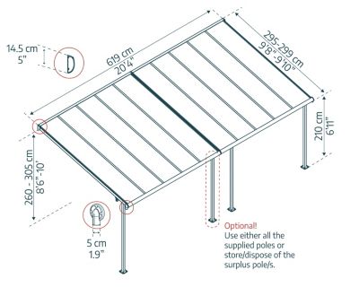 Pergola adossée Sierra Palram Canopia aluminium gris 3 x 6.2 cm