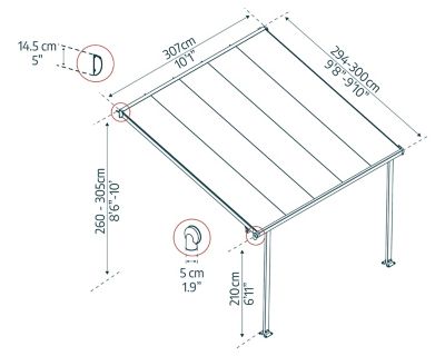 Pergola adossée Tuscany Palram 3 x 3,05 m