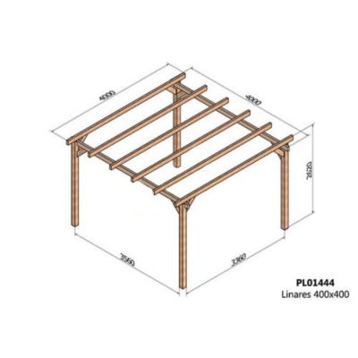 Pergola autoportée bois - Angers, Dimensions 300 x 300 cm, Ancrage Support de plaque