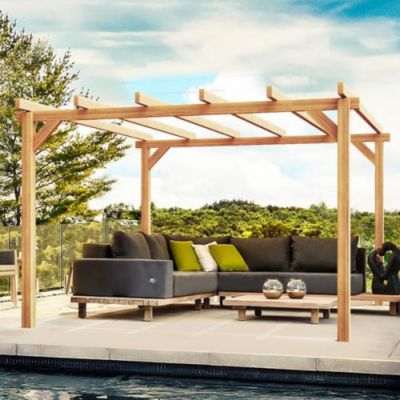 Pergola autoportée bois - Angers, Dimensions 400 x 300 cm, Ancrage Support de plaque