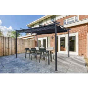 Pergola autoportée MIRA 4x3m Toile Gris anthracite