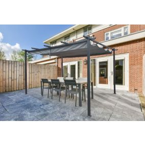 Pergola autoportée MIRA 4x3m Toile Gris clair