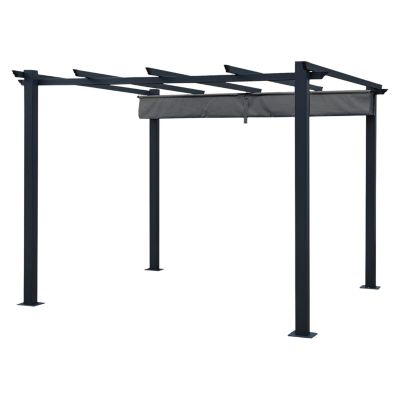 Pergola autoportante 3 x 3m CASSIS grise - structure aluminium - HAPPY GARDEN