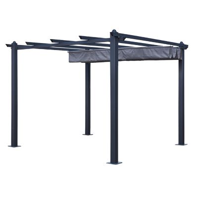 Pergola autoportante 3 x 3m CASSIS grise - structure aluminium - Happy Garden