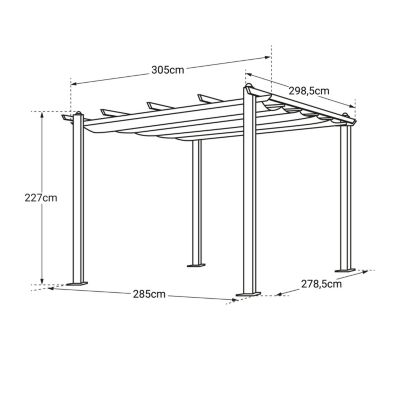 Pergola autoportante 3 x 3m CASSIS grise - structure aluminium - Happy Garden