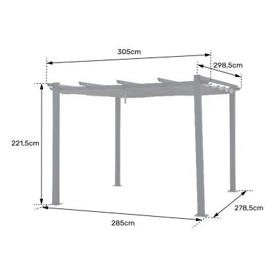 Pergola autoportante 3 x 3m CASSIS grise - structure aluminium - HAPPY GARDEN