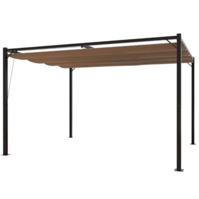 Pergola autoportante 3 x 4m avec toile en polyester taupe TUSA