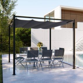 Pergola autoportante 3x3m, toile polyester grise TUSA