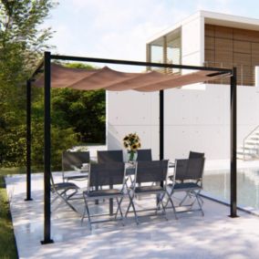 Pergola autoportante 3x3m, toile polyester taupe TUSA