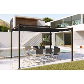 Pergola autoportante 3x4m avec toile en polyester gris TUSA