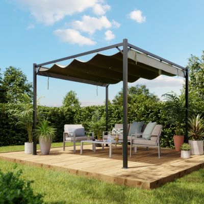 Pergola autoportante aluminium Alizé coloris gris Klikstrom 3 x 3 m