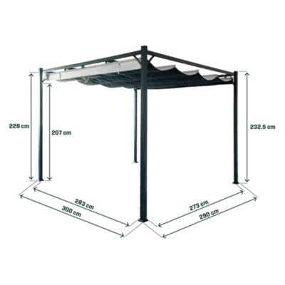 Pergola autoportante aluminium Alizé coloris gris Klikstrom 3 x 3 m