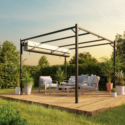 Pergola autoportante aluminium Alizé coloris gris Klikstrom 3 x 3 m