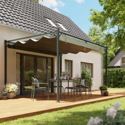 Pergola autoportante aluminium Alizé coloris gris Klikstrom 3 x 4 m