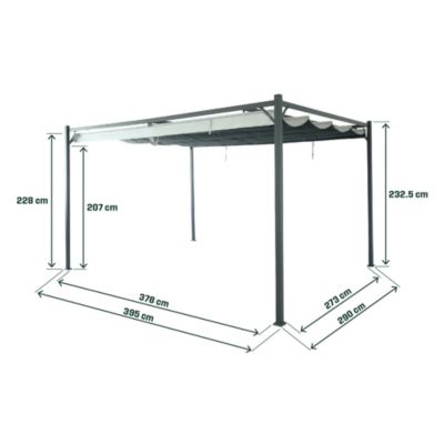 Pergola autoportante aluminium Alizé coloris gris Klikstrom 3 x 4 m