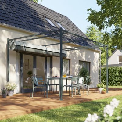 Pergola autoportante aluminium Alizé coloris gris Klikstrom 3 x 4 m