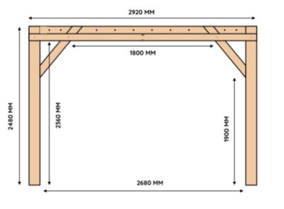 Pergola autoportante en bois naturel sapin de Douglas modulable H.2,5 x l.2,9 m + 1 module occultant