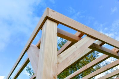 Pergola autoportante en bois naturel sapin de Douglas modulable H.2,5 x l.2,9 m + 1 module occultant
